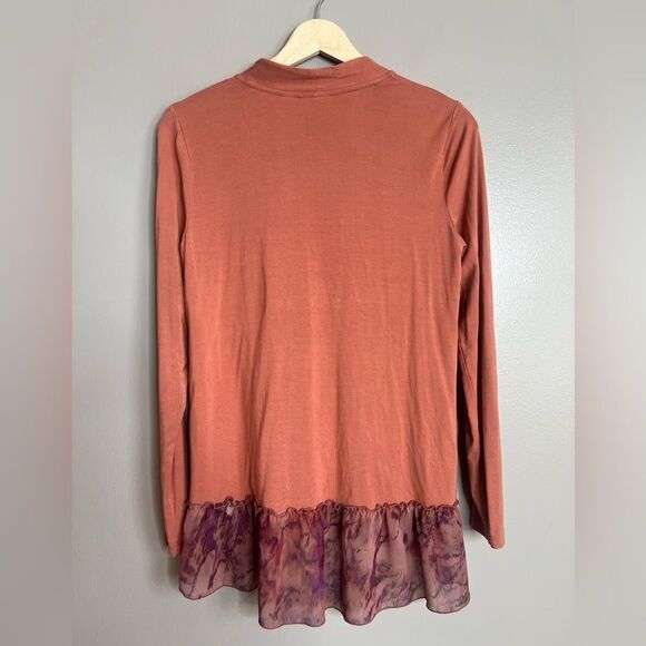 Logo Lori Goldstein Terra cotta lightweight cardigan Lagenlook layered - Picture 6 of 7